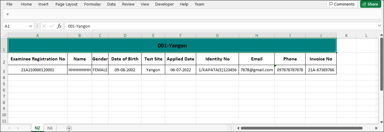 am byJLPT excel report