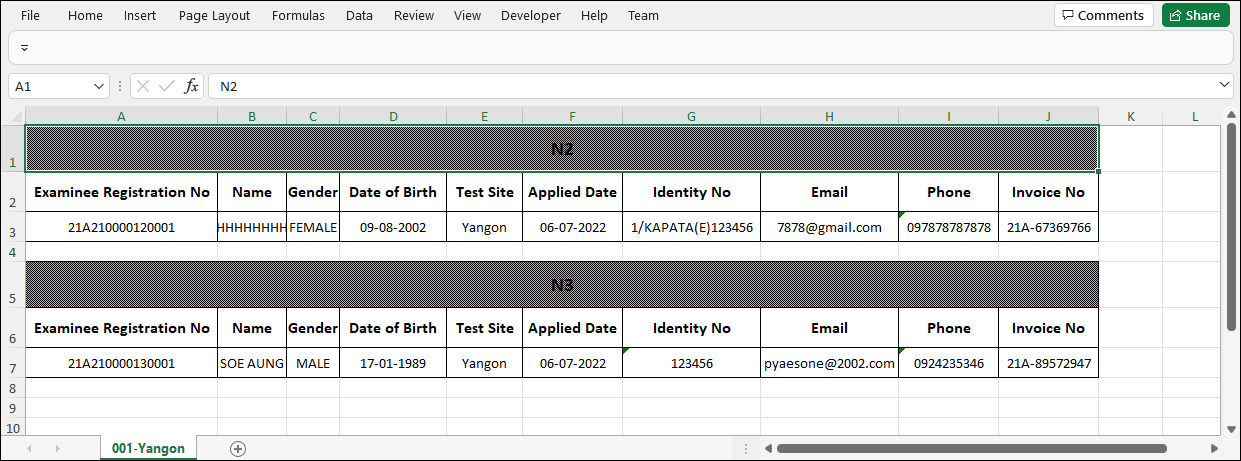 am bytestsite excel report